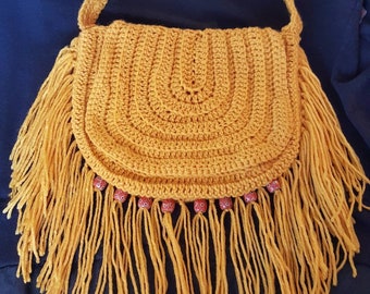 Boho beaded fringed purse