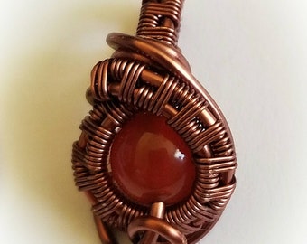 Isis ~ Carnelian ~ Antique Copper ParaWire ~ Wire Wrap Pendant