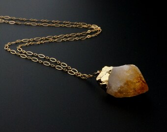 Citrine Necklace / Citrine Crystal / Raw Citrine Necklace / November Birthstone / Gemstone Necklace