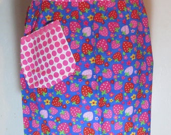 Strawberry and Pink Polka Dot Half Apron