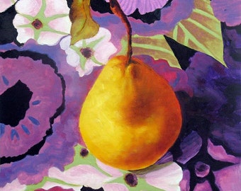 Pear Painting, Original Painting Pear, Kitchen art, Still Life, Home Decor, Wall Decor