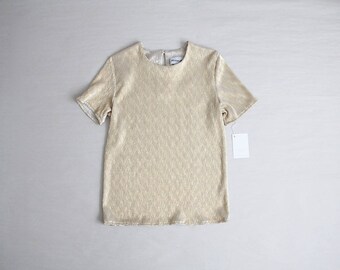 pale gold blouse | textured blouse | metallic blouse