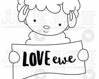 i love ewe digital stamp