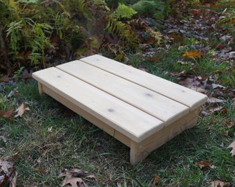 Solid Cedar Wood Handcrafted Heavy Duty Deck Step or Spa Step, Stool, Patio Door Wooden Platform 14" x 24" x 5"h or 6.5", Natural UNFINISHED
