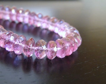 Pink Topaz Gemstone Rondelle Mystic AAA Faceted 7mm 16 beads