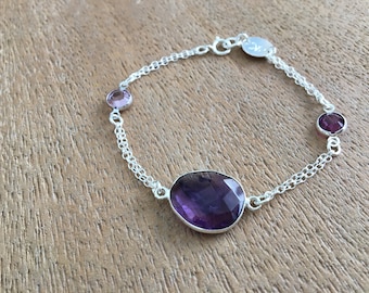 amethyst bracelet amethyst jewelry monogram initial swarovski birthstone bracelet birthstone jewelry 925 sterling silver purple February
