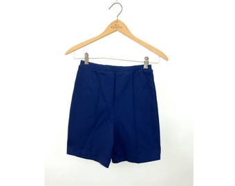 1960s shorts nylon shorts navy blue stretchy elastic waist