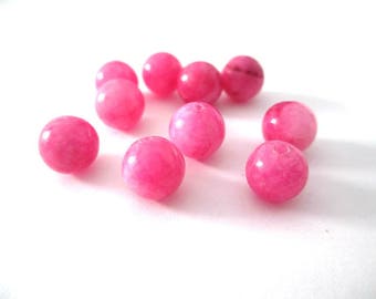 10 pearls marbled pink natural jade 8mm (31)