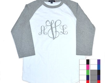 Large Front Monogram 3/4 Raglan Shirt - Tees2urdoor 19.95