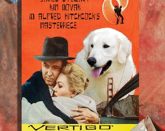 Kuvasz Print Fine Art Canvas - Art Poster Canvas Print - Vertigo Movie Poster Perfect DOG LOVER GIFT Gift for Her Gift for Him Home Decor