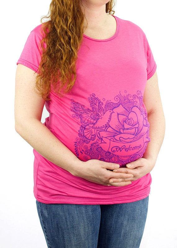 Henna Welcome Flower flowers print Maternity T-Shirt Clothes