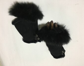 Sheepskin Fingerless Full Black One Size