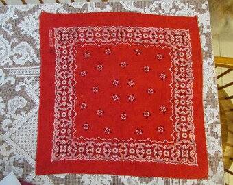Rockabilly RED BANDANA Handkerchief RN 14193 Made in U S A 21" square H112