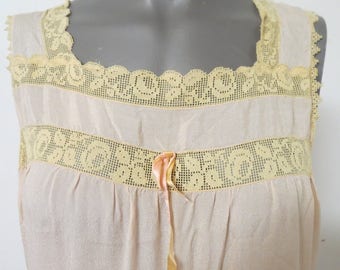 Vintage Edwardian Silk Pink Nightgown #122
