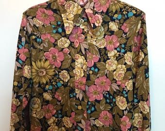 Vintage Late 60's Floral Button-Up