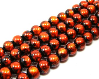Set of 20 glossy 8 mm glass beads orange