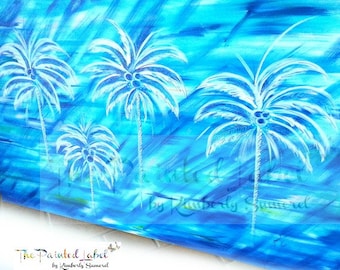 Palm Tree Art, Original Painting, Coastal Art, Coastal Wall Art, Coastal Painting, Palm Tree Painting. Blue Painting, Beach Art,