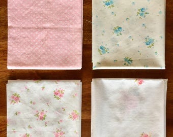 4 Floral Vintage Sheet Fat Quarters