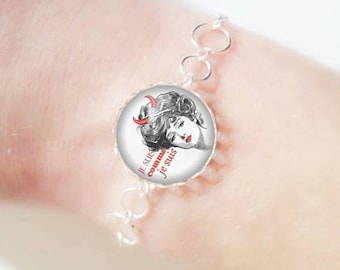 Bracelet fine silver with 18 mm cabochon * I am * (040218)