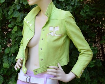 COURREGES 1970 Acid Green Logo Jacket