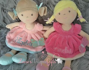 Personalised Rag Doll / Custom Rag Dolls / Embroidered Dolls / New baby girls gift / birthday or baby shower gift / baby girl / handmade