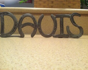 Horseshoe letters - Horseshoe Custom Names, Phrase, Horseshoe Farm Sign, Western Home Decor, Rustic decor - Gift for Her, Gift for Him