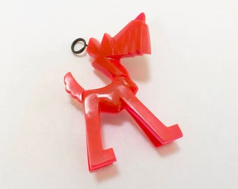 VINTAGE SCOTTIE DOG Don Manning Figure - Nasco Art - Art Deco - Plastic Figurine 1940's Red Hard Plastic