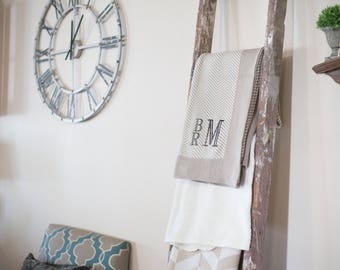 Monogrammed Throw | Adult Blanket | Monogrammed Blanket | Soft Cotton Throw | Herringbone Blanket | Wedding Gift | Anniversary Gift |