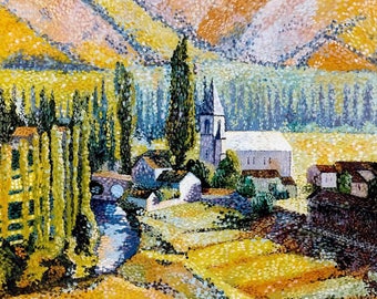 French Pointalist Landscape