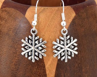 Snow earrings Christmas winter silver