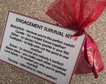 Engagement personalised survival kit, keepsake, novelty gift, celebration gift