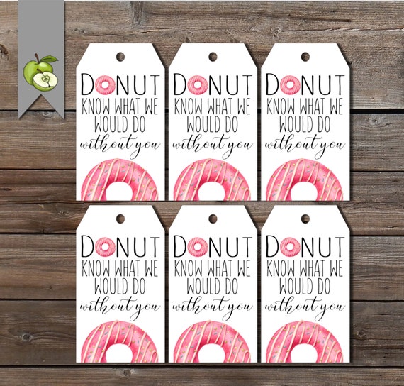 donut gift tag teacher appreciation gift tag teacher gift