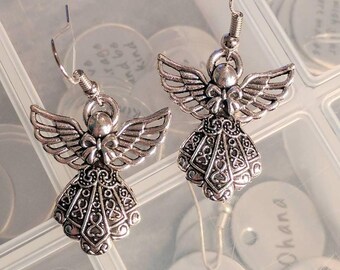Angel Earrings - Christmas Earrings - Silver Earrings