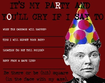 Lizzie Borden Party Invitations, set of 8