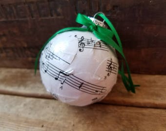 Sheet music ornament, vintage sheet music Christmas ornament, music lover's gift, music note ornament