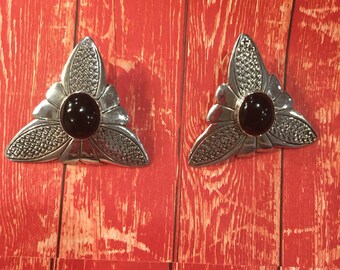 Southwestern Onyx and Sterling Silver stud with post back earrings
