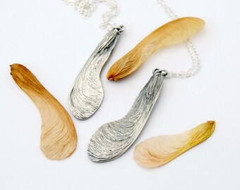 Maple seed necklace - sterling silver cast