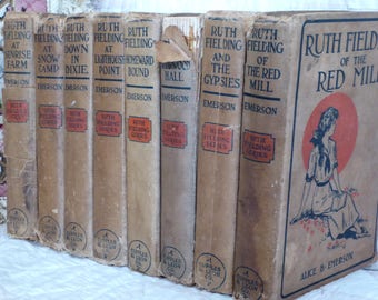 EIGHT Ruth Fielding Books by Alice Emerson, Eight Ruth Fielding Hard Back Books, Antique Alice B Emerson Ruth Fielding Books 1913-1919