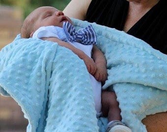 Minky Baby Blanket - Light Blue