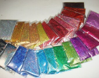 24Mixed Colors(0.4MM)1/64"Holographic Laser Shining Nail Dust Glitter Powder for DIY Manicure Unha Design Craft Accessories