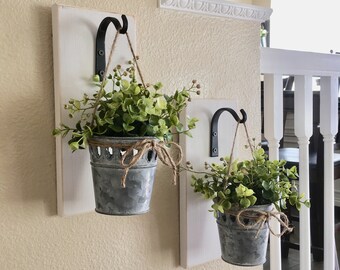 Farmhouse Wall Decor, Galvanized Metal Decor, Metal Wall Decor, Sconce with Flowers, Country Wall Decor, Rustic Decor, Home Decor, Farmhouse