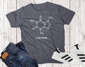 Coffee Caffeine Molecule Science Chemistry Funny T Shirt Tee Top Sweatshirt Adult Womens Mens Gift Present Small - XXXL Various Colors