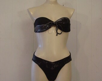Vintage swimsuit, vintage bikini, vintage swimwear, 1980s bikini, St Jan Marie, 80s bathing suit, vintage clothing, small