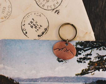 Mountain Range Keychain, Mountain Keyring, Adventure Keychain, Mountain Gift, Colorado Gift, Penny Keychain, Custom Keychain, Hiking Gift