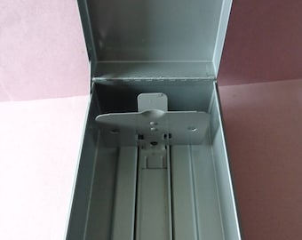 Vintage Weis Metal Card File Box Gray color holds 3 inch by 5 inch cards