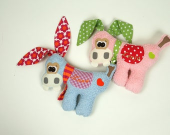 Donkey, stuffed animal, ca. 30 cm, pillow donkey, inkl.name