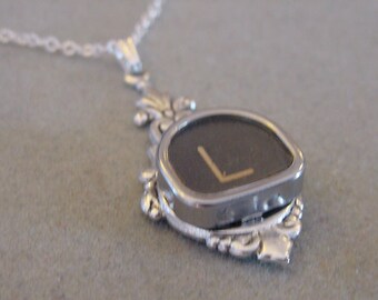 Typewriter Key Necklace Letter L - Tombstone Shaped Typewriter Key Necklace Initial Necklace L Typewriter key jewelry