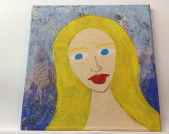 Blonde on blue