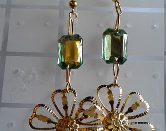gold plated and plastic dangle earrings