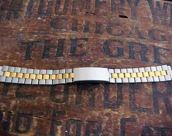 Stainless Women's Clasp Watch Band Silvertone with Goldtone Accents Women's Clasp Watch Band
